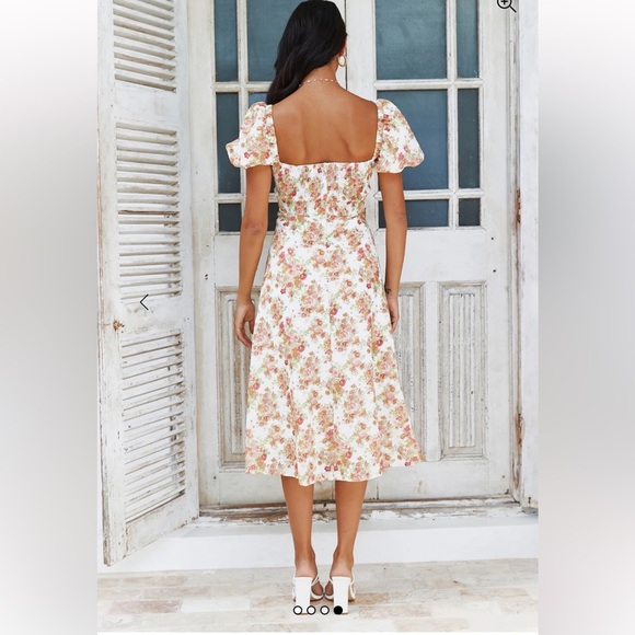 Hello Molly Find Me At Brunch Midi Dress Orange Floral - Picture 4 of 9